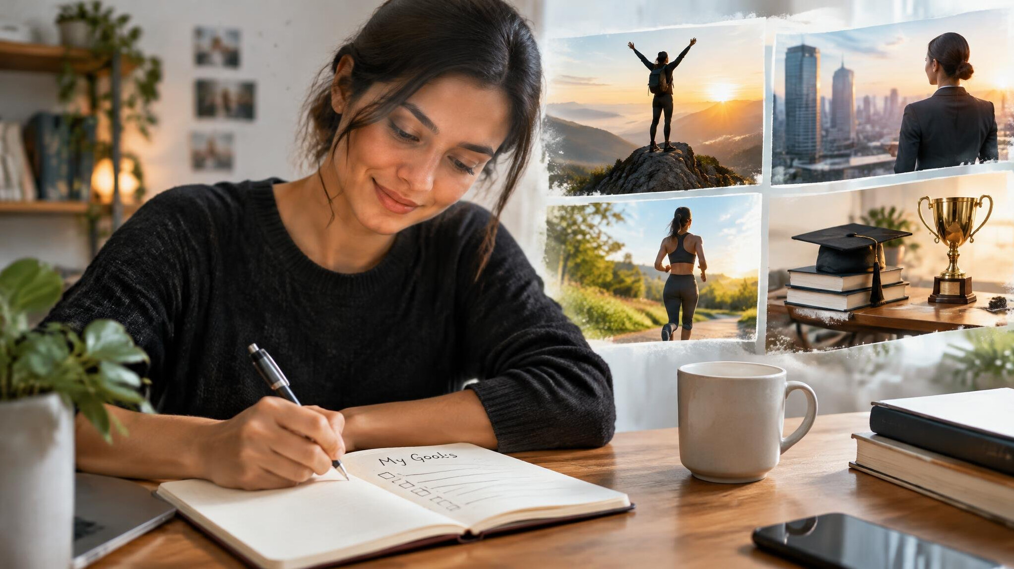 person writing goals in journal