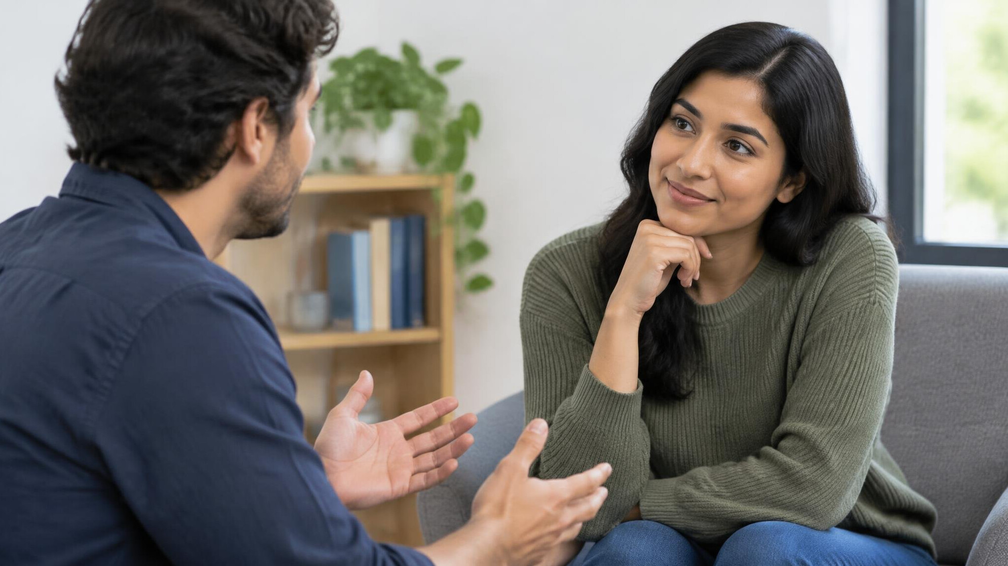 people having conversation listening