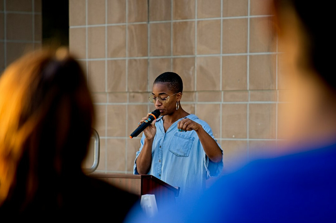 motivated individual practicing speech